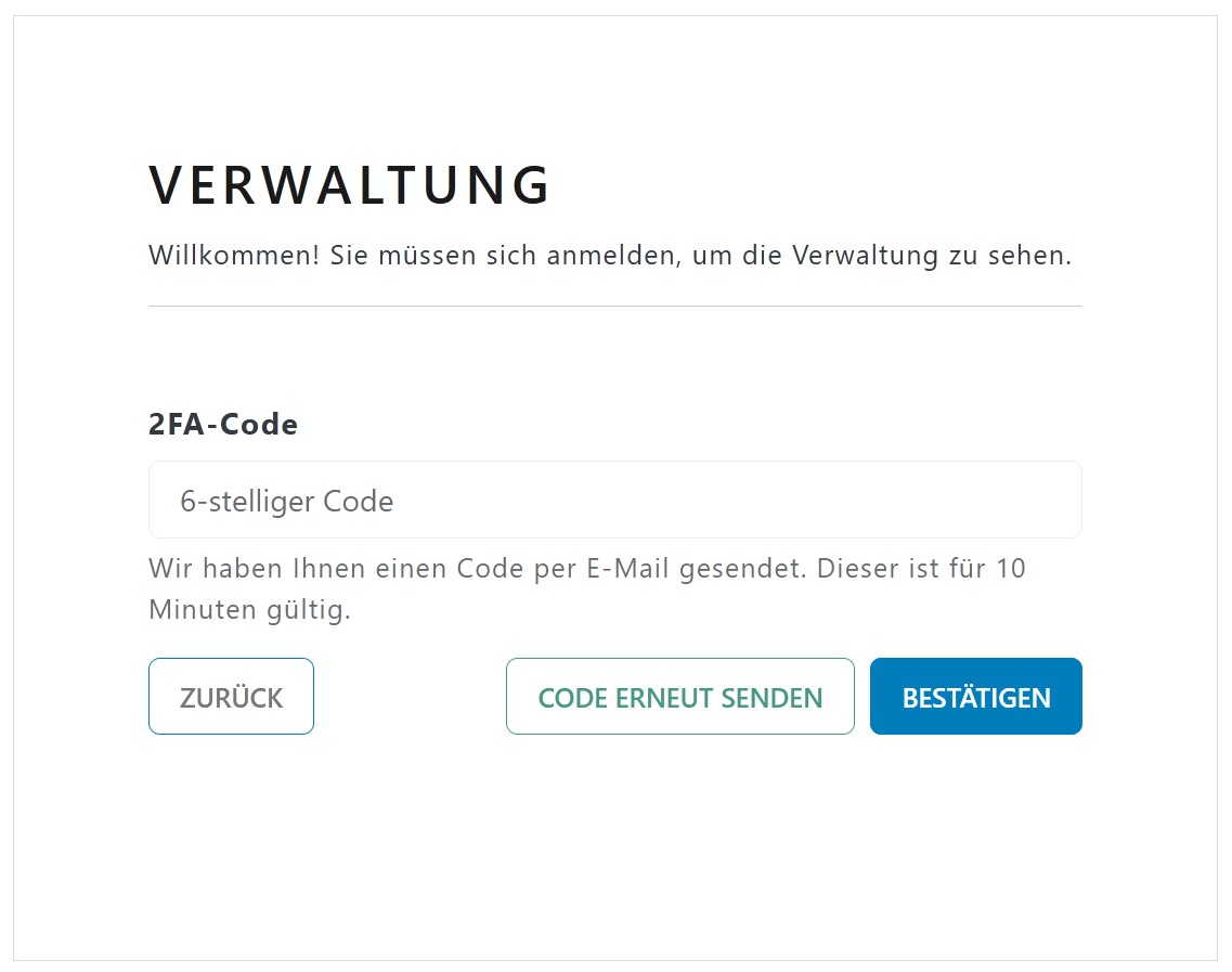 2-Faktor-Authentifizierung im VetBooking Backend